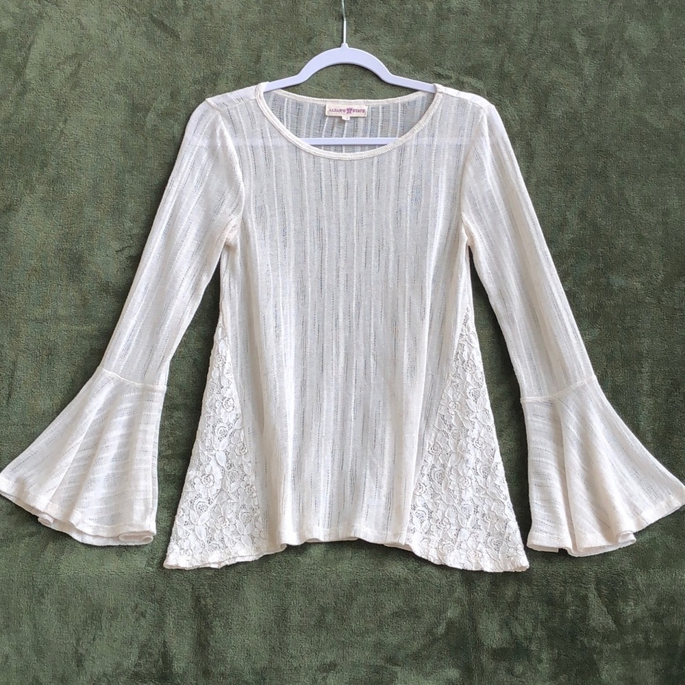 Altar’d State Tunic Cream Long Bell Sleeve Top